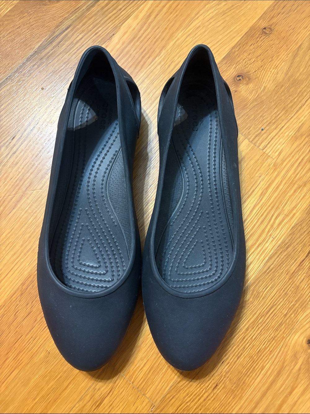 CROCS Women's Black Slip-On Ballet Flats